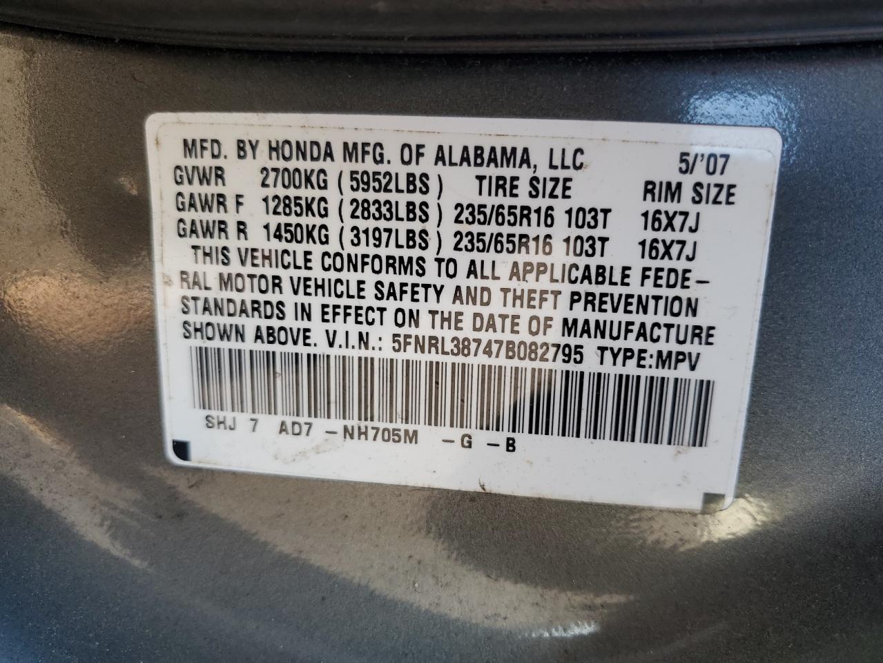 2007 HONDA ODYSSEY