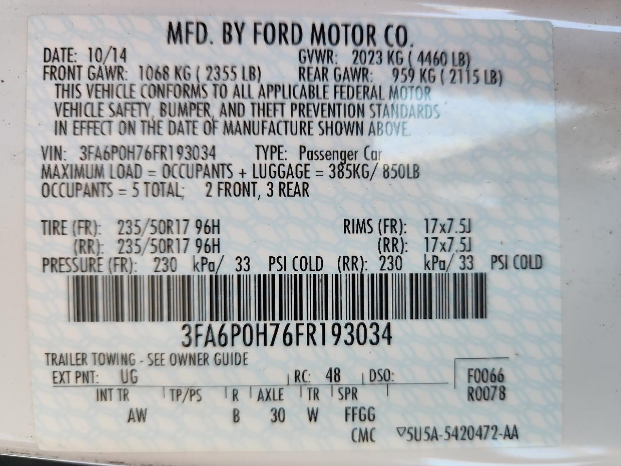 2015 FORD FUSION