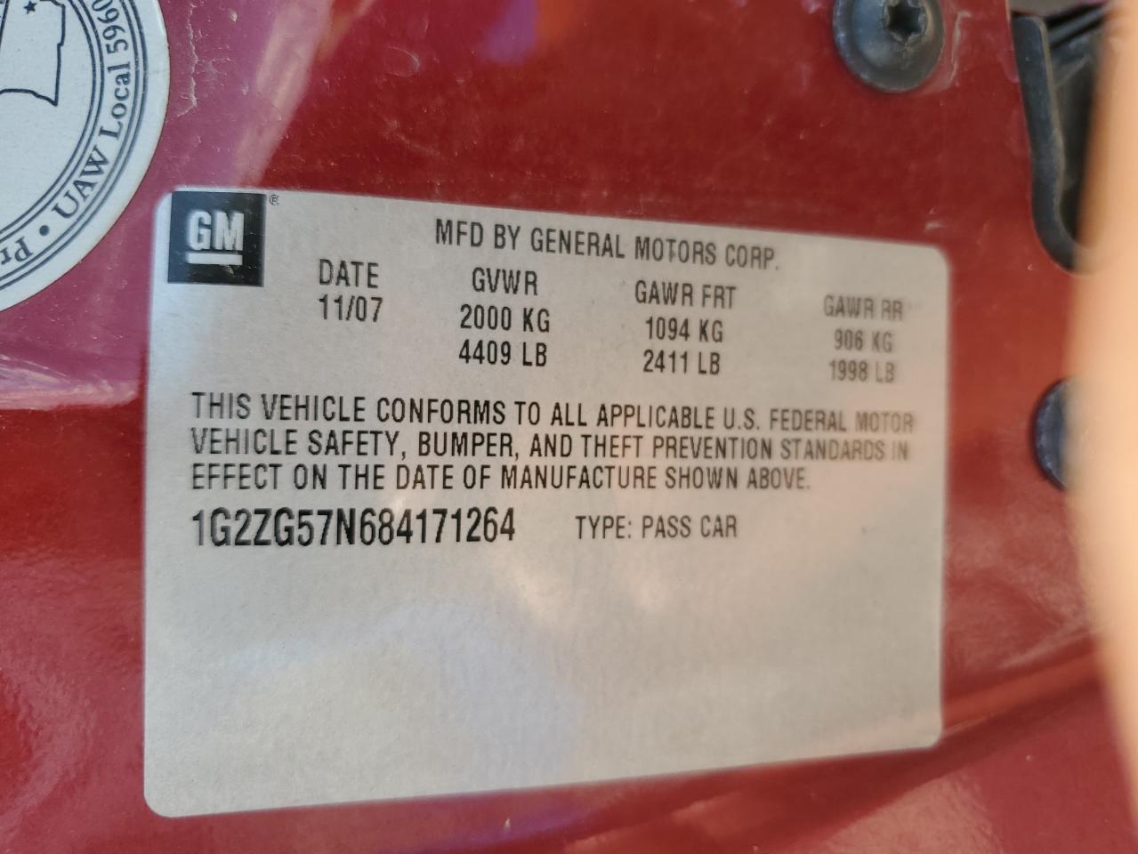 2008 PONTIAC G6