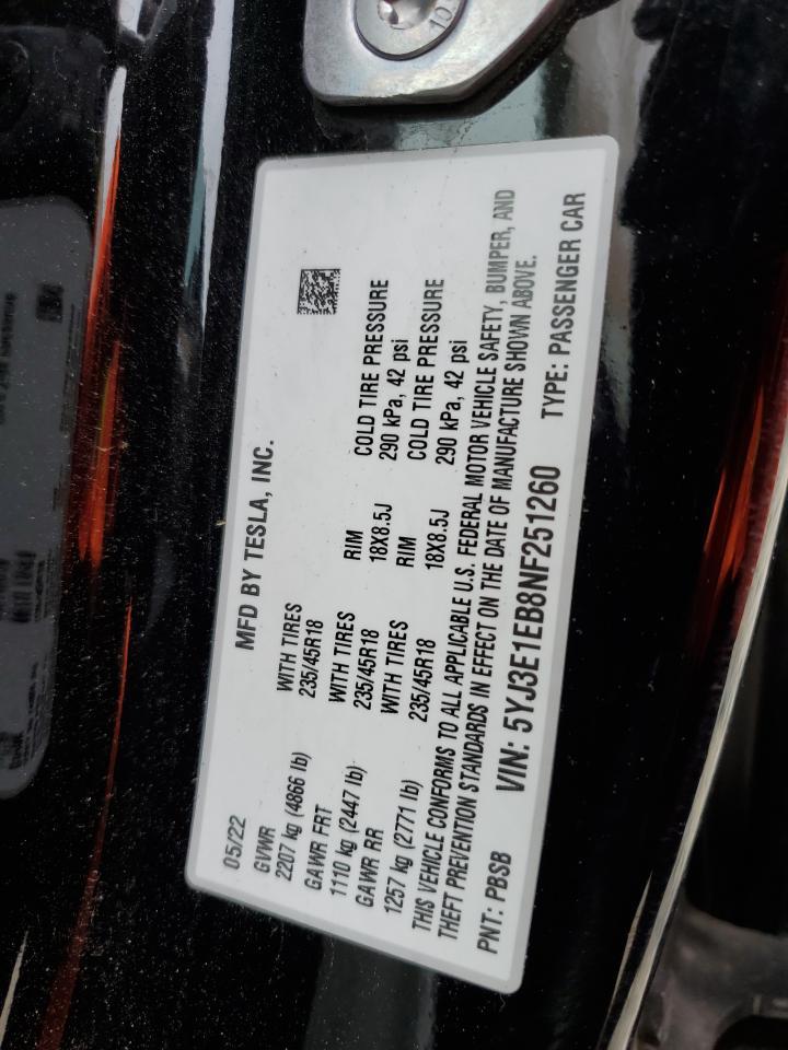 2022 TESLA MODEL 3
