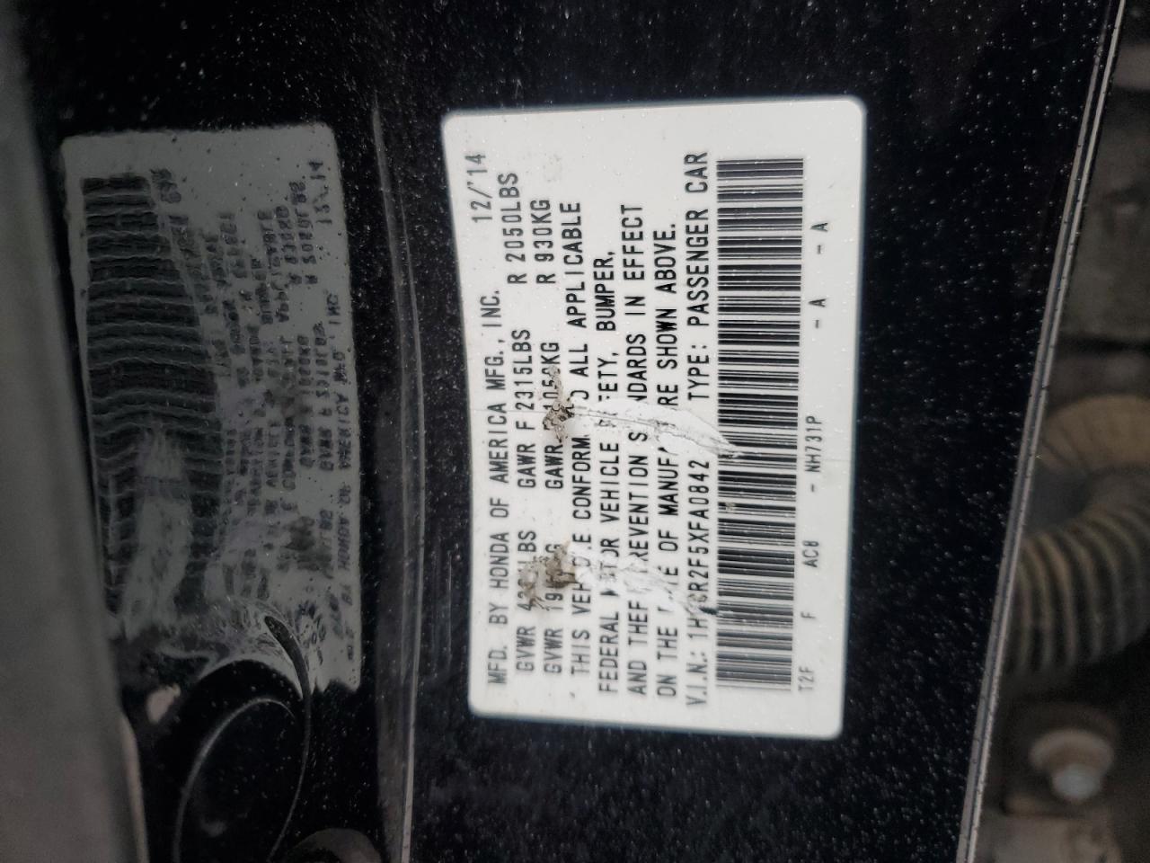 2015 HONDA ACCORD