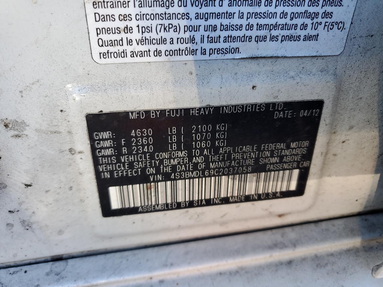 2012 SUBARU Legacy