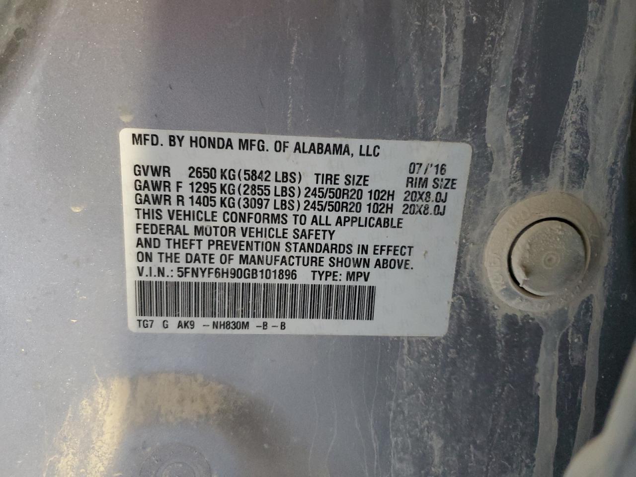 2016 HONDA PILOT