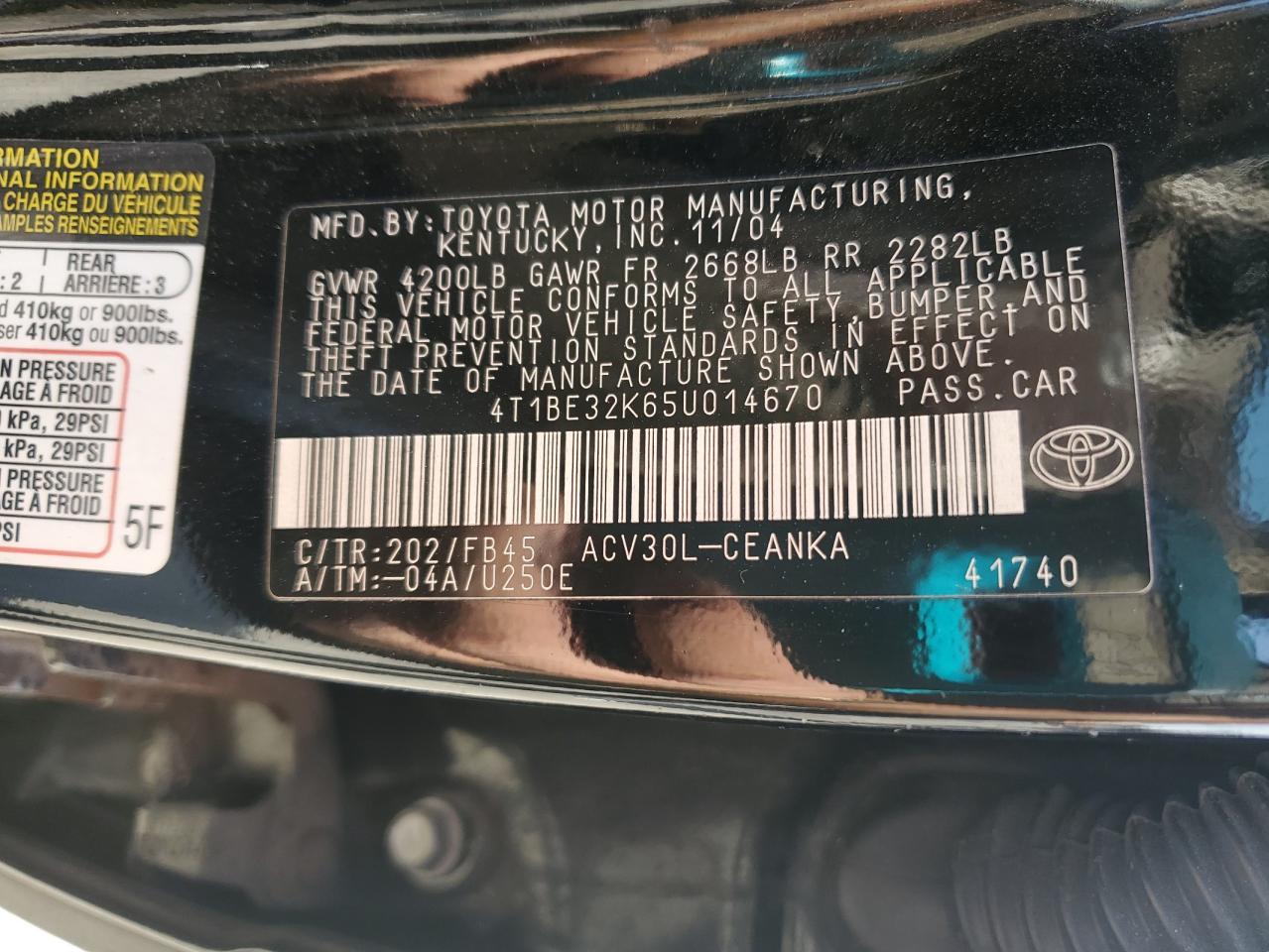 2005 TOYOTA CAMRY