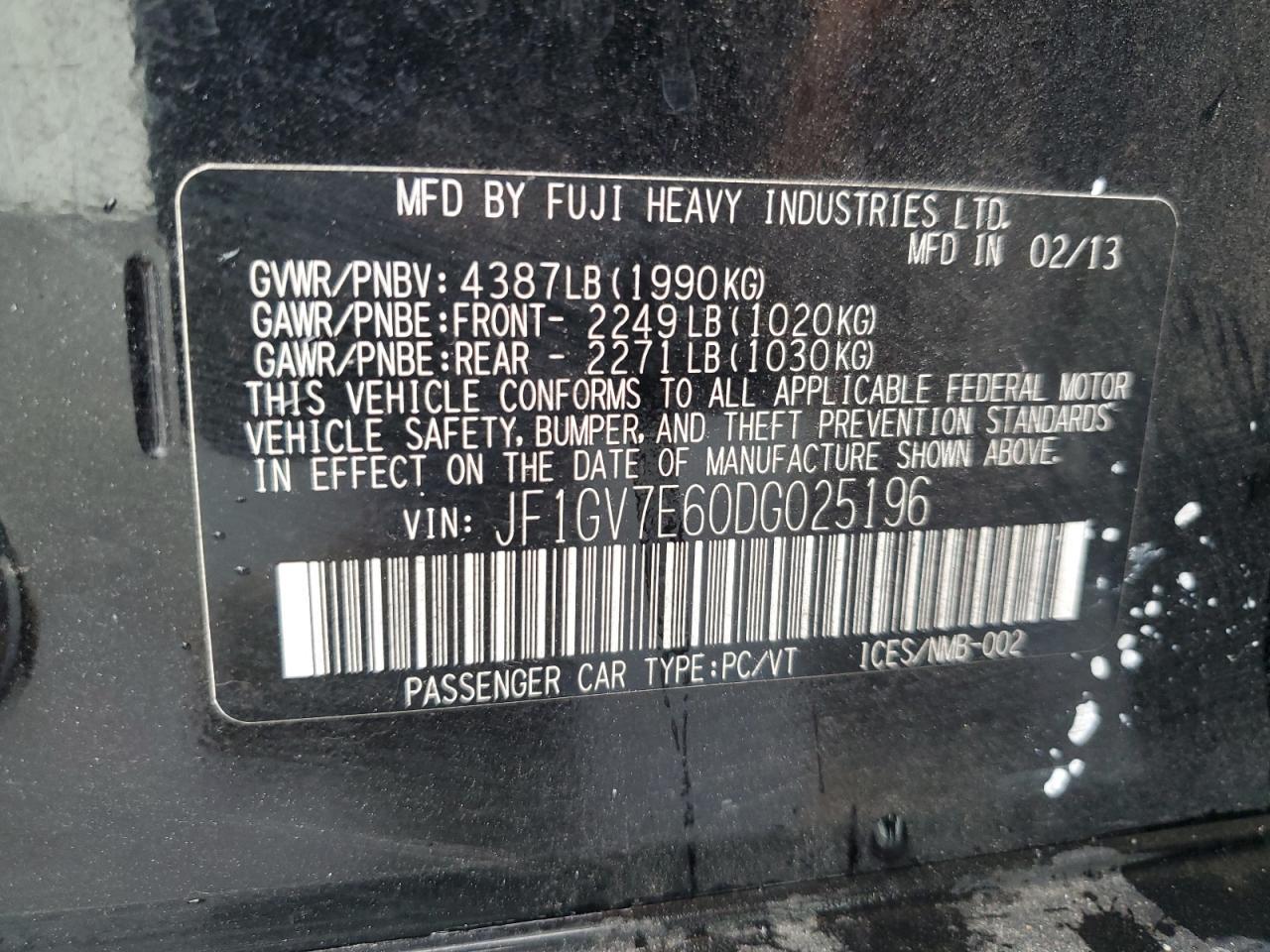 2013 SUBARU IMPREZA