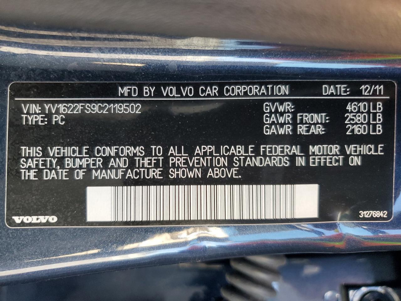 2012 VOLVO S60
