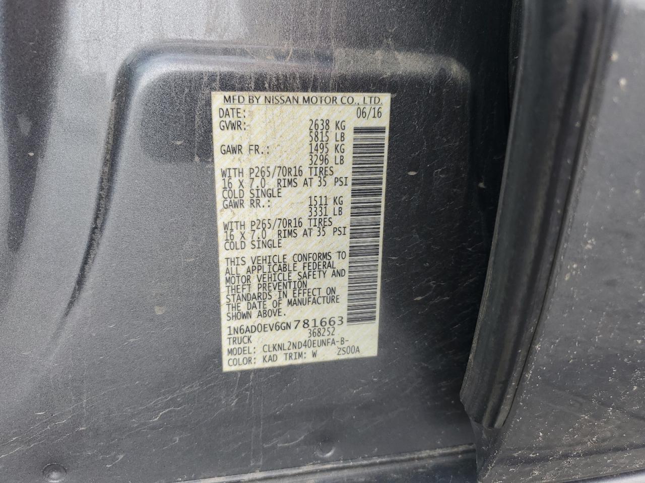 2016 NISSAN Frontier