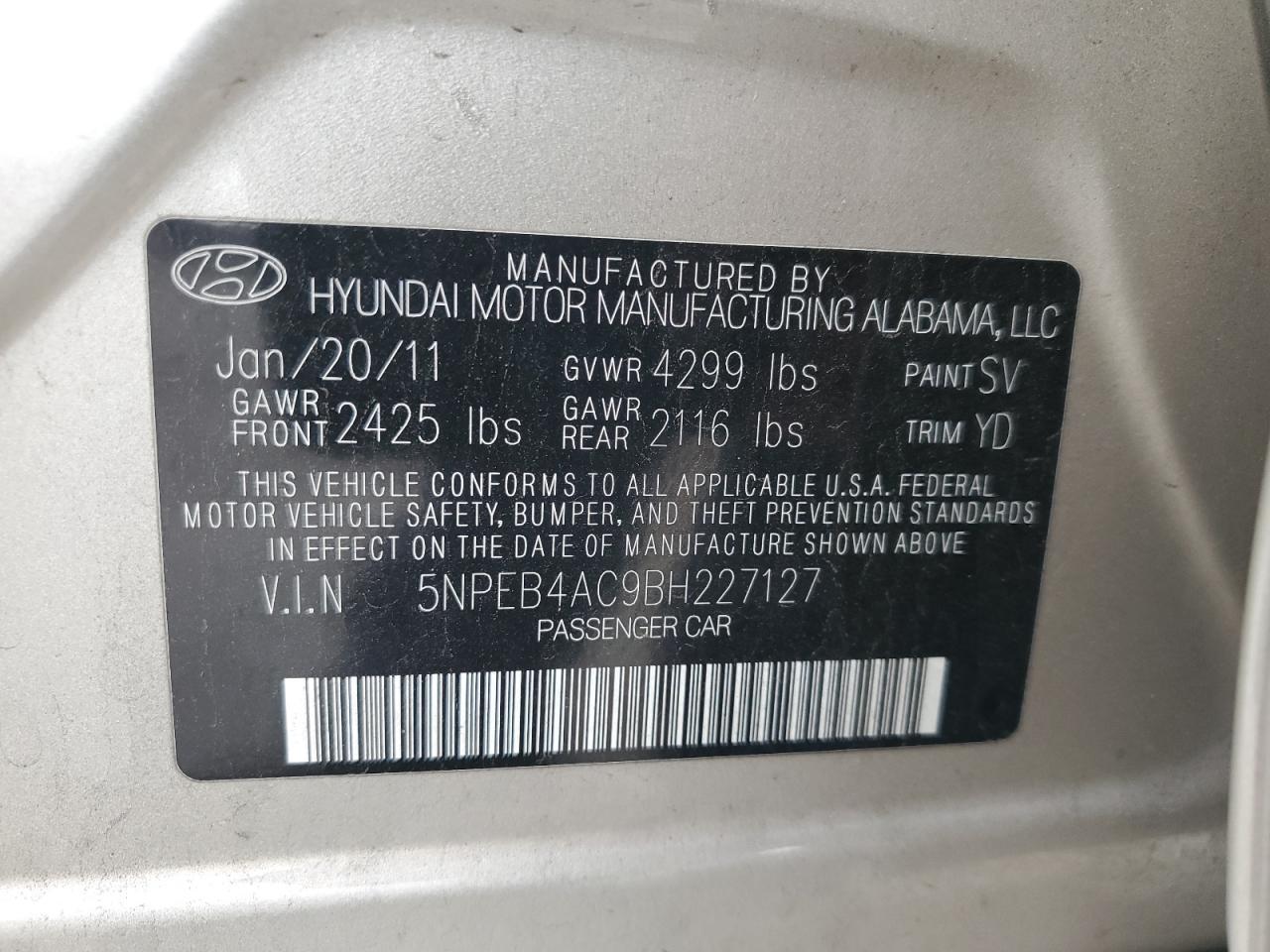 2011 HYUNDAI SONATA