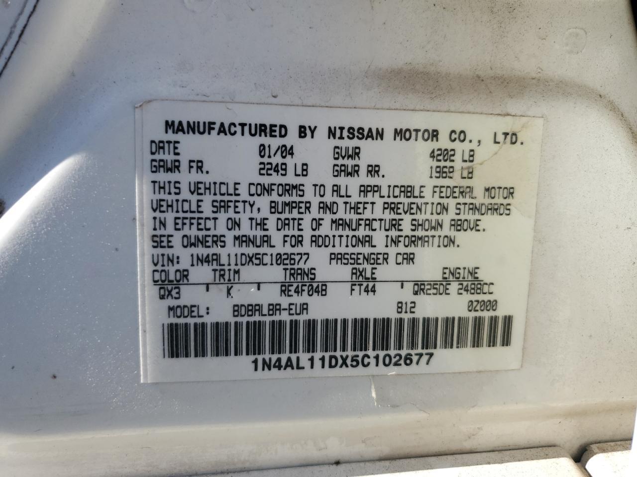 2005 NISSAN ALTIMA