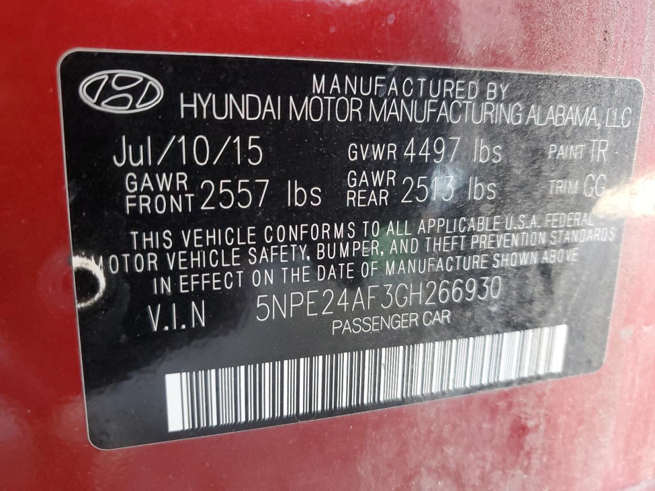 2016 HYUNDAI SONATA
