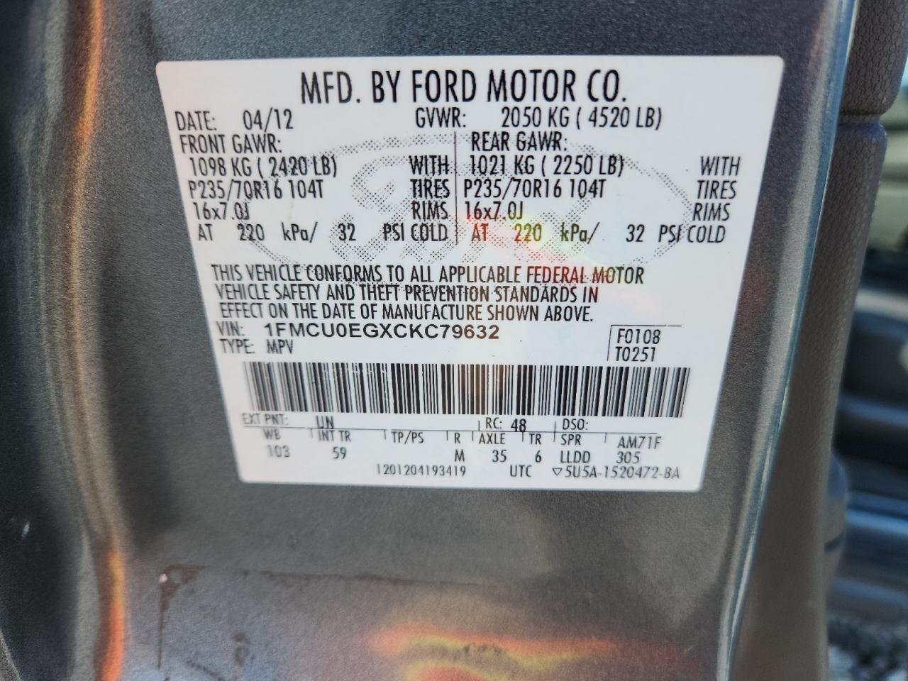 2012 FORD ESCAPE