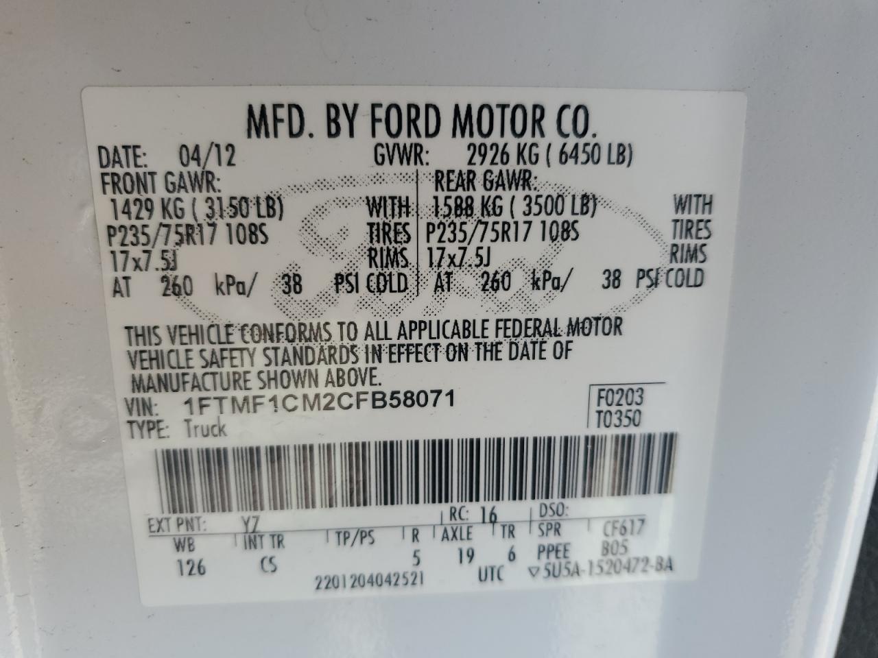 2012 FORD F-150