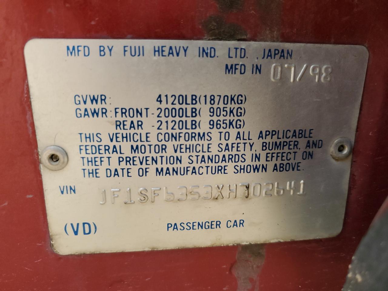 1999 SUBARU FORESTER
