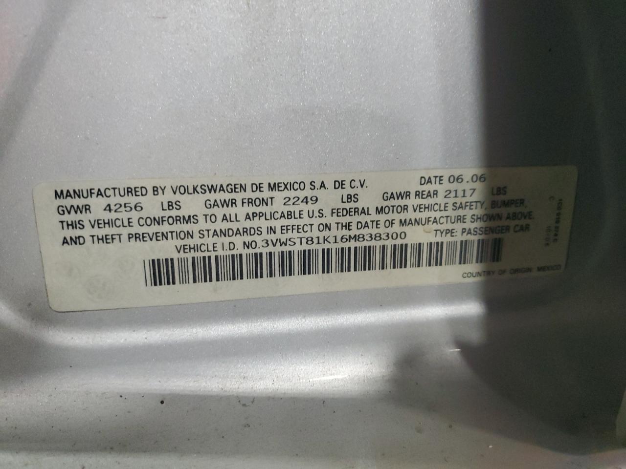 2006 VOLKSWAGEN JETTA