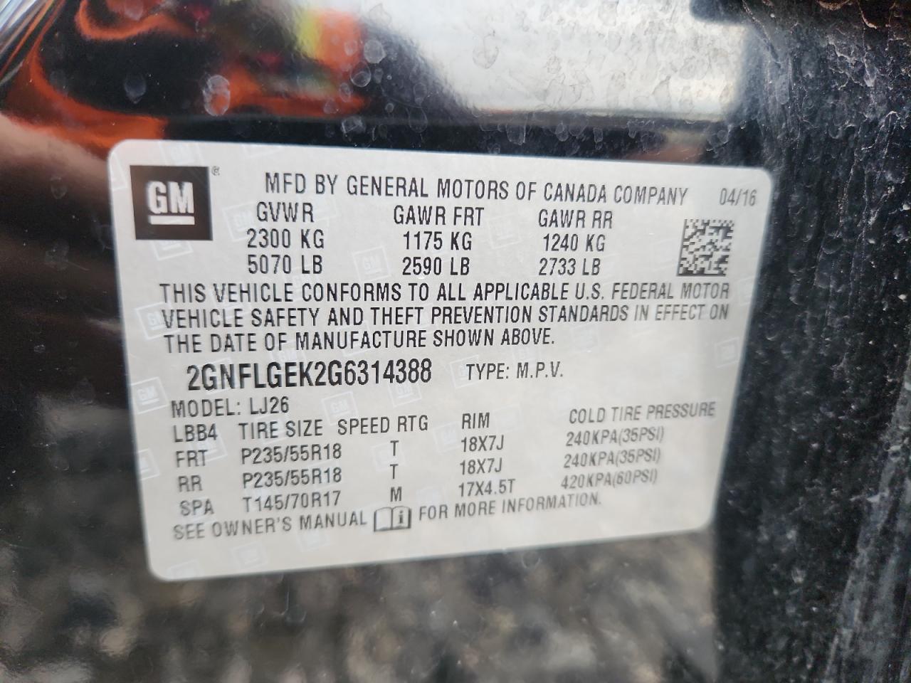 2016 CHEVROLET EQUINOX