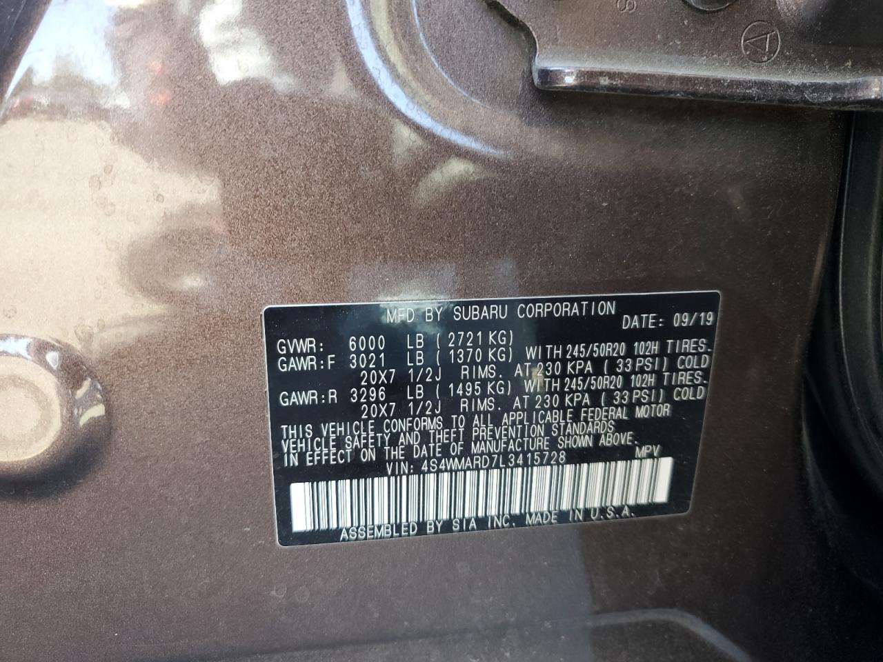 2020 SUBARU Ascent
