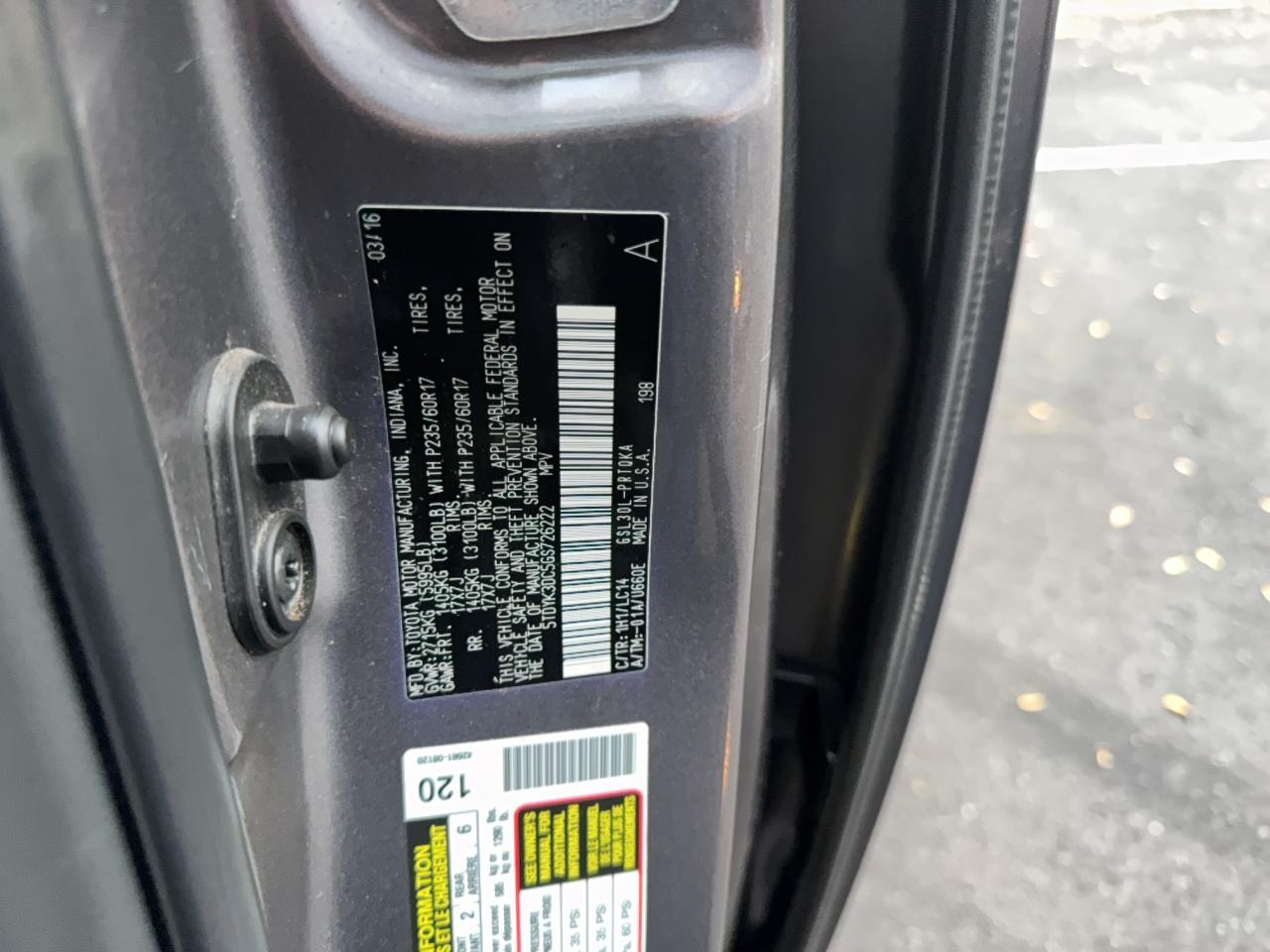 2016 TOYOTA SIENNA