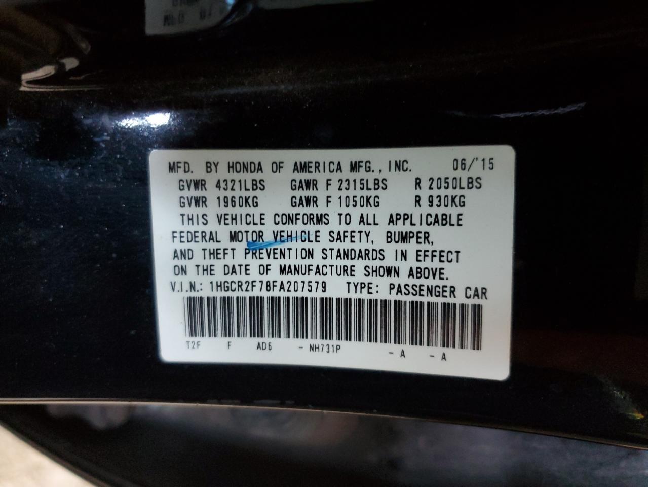 2015 HONDA ACCORD