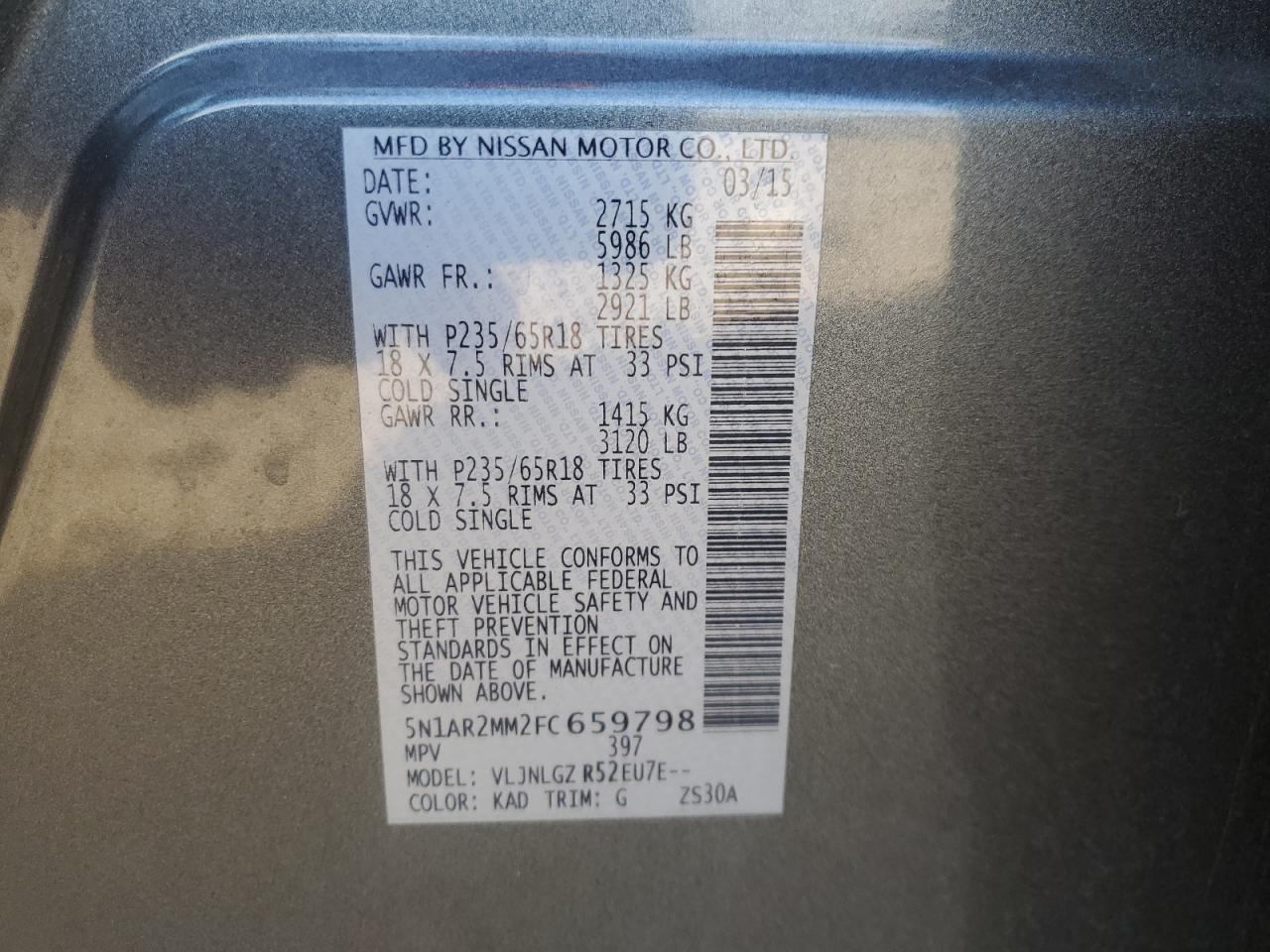2015 NISSAN PATHFINDER
