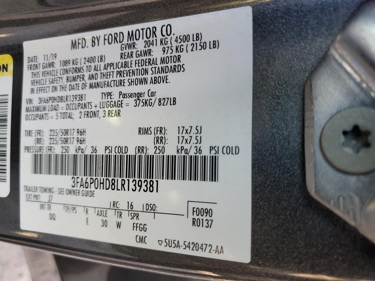 2020 FORD FUSION