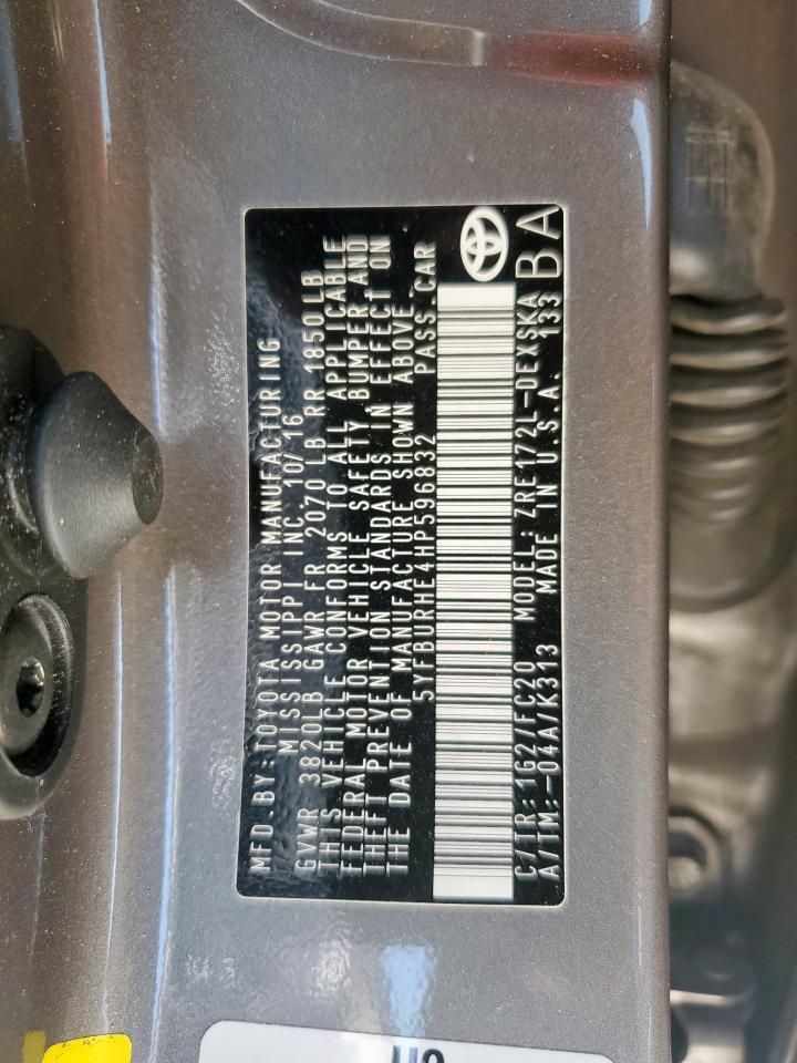 2017 TOYOTA COROLLA