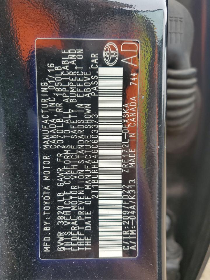 2016 TOYOTA COROLLA