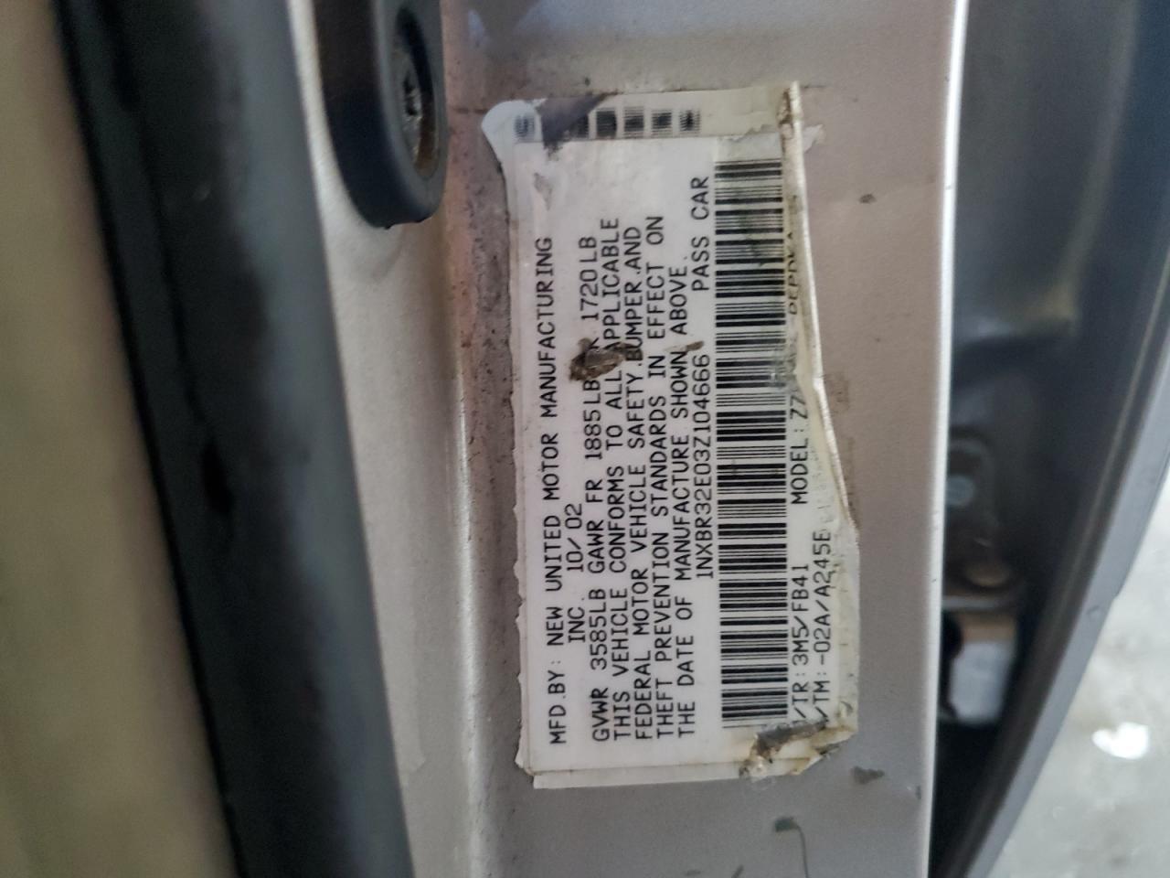 2003 TOYOTA COROLLA