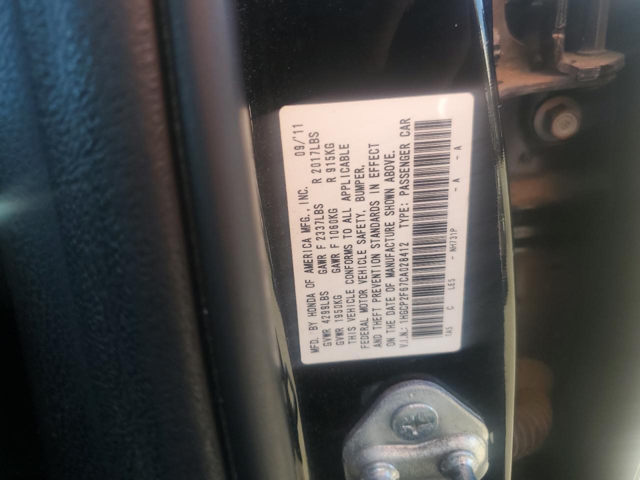 2012 HONDA ACCORD