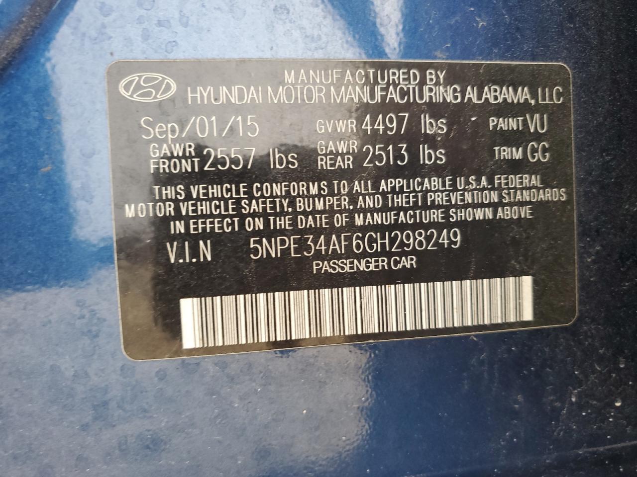 2016 HYUNDAI SONATA