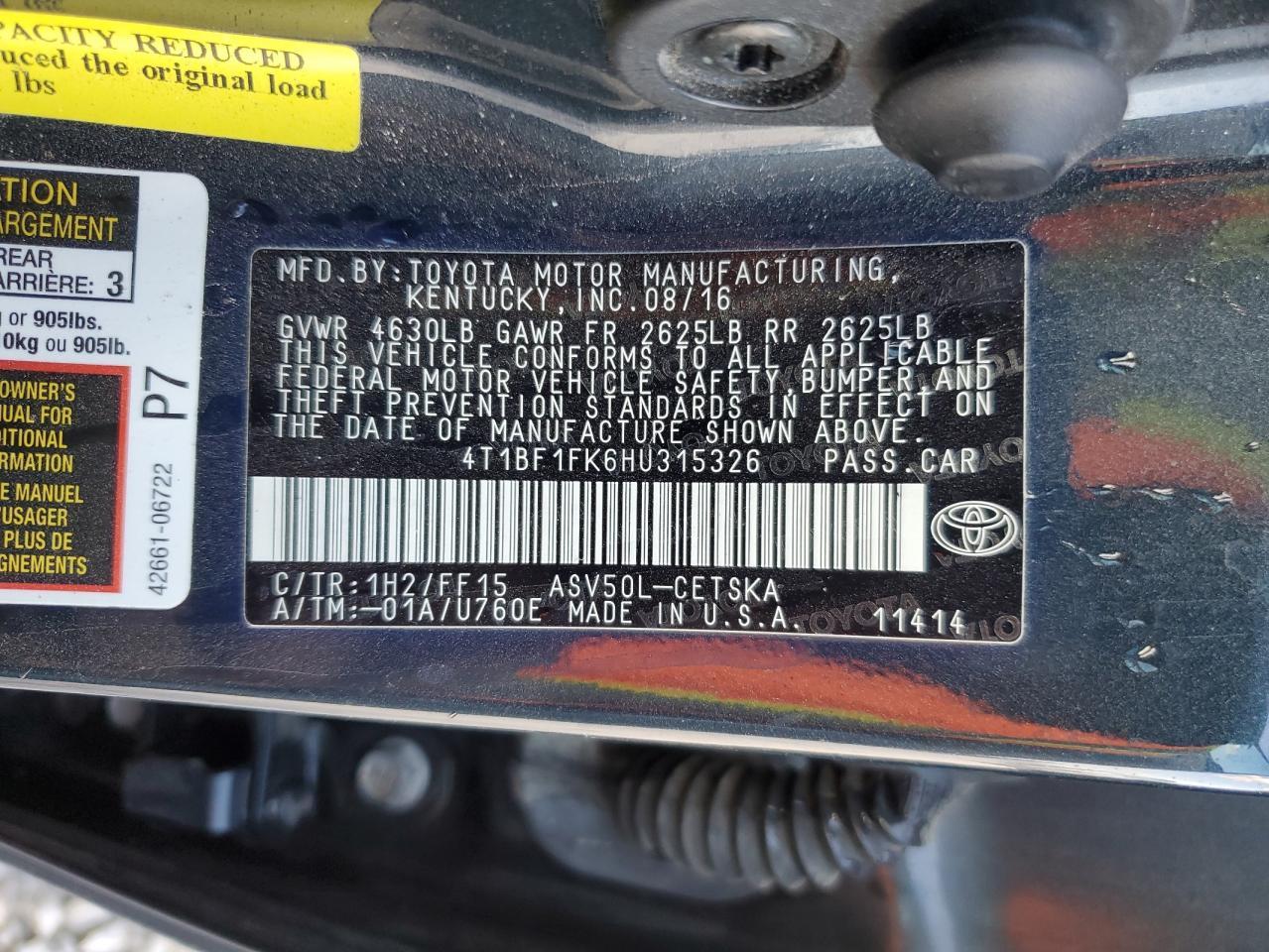 2017 TOYOTA CAMRY