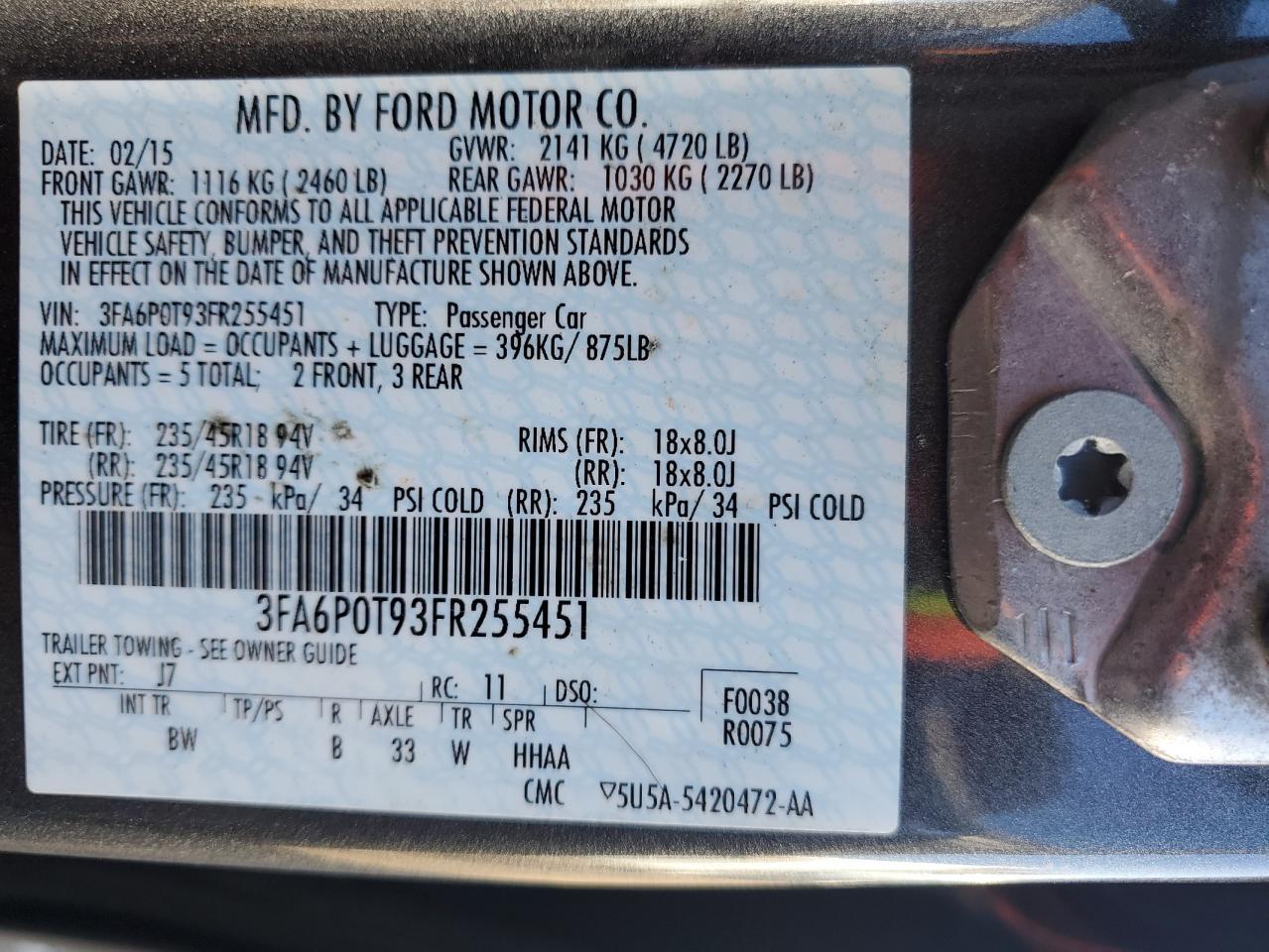 2015 FORD FUSION