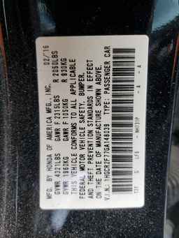 2016 HONDA ACCORD