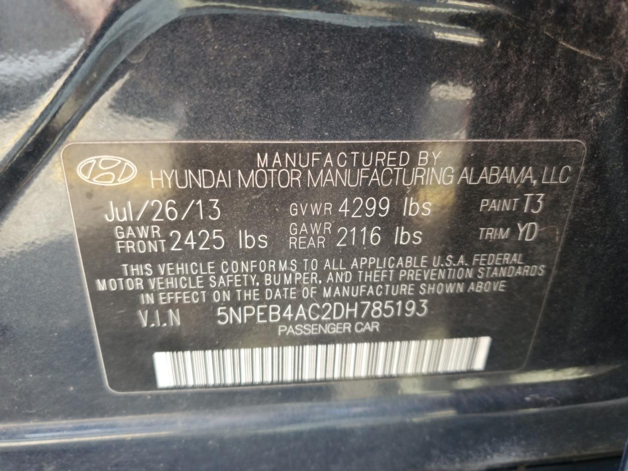 2013 HYUNDAI SONATA
