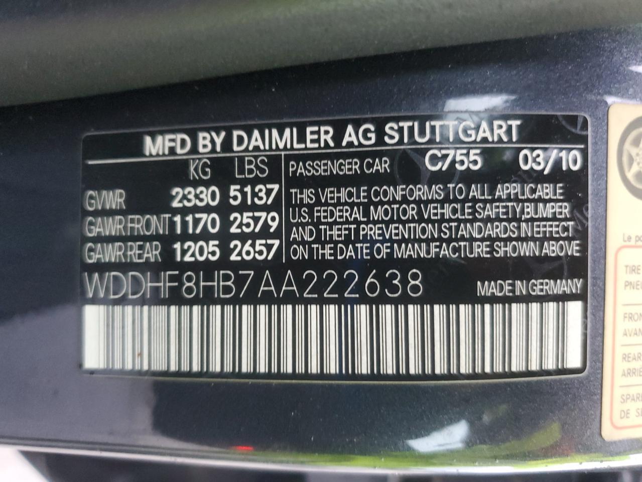 2010 MERCEDES-BENZ E-Class
