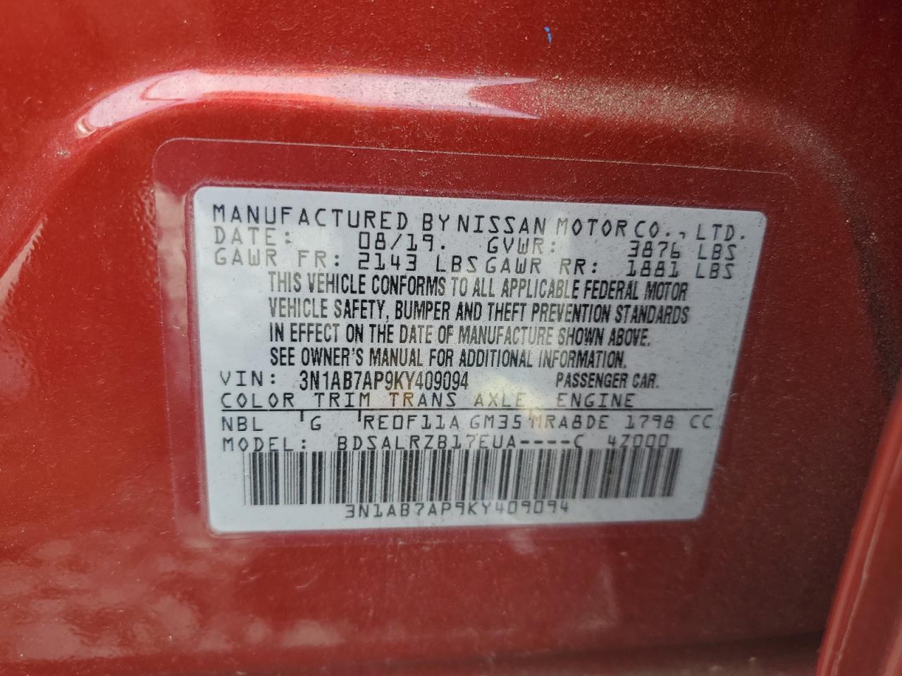 2019 NISSAN SENTRA