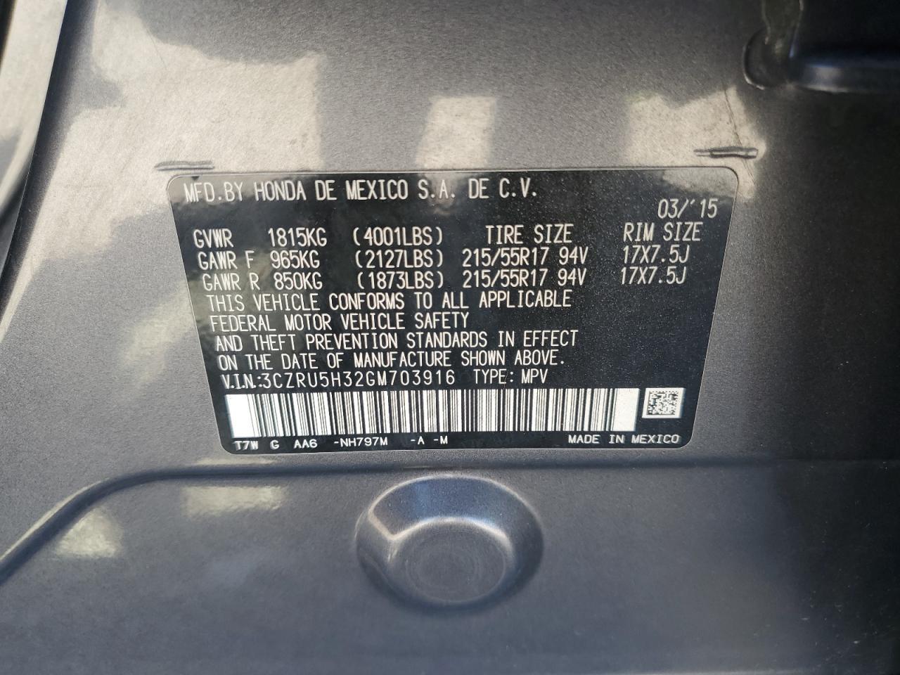 2016 HONDA HR-V