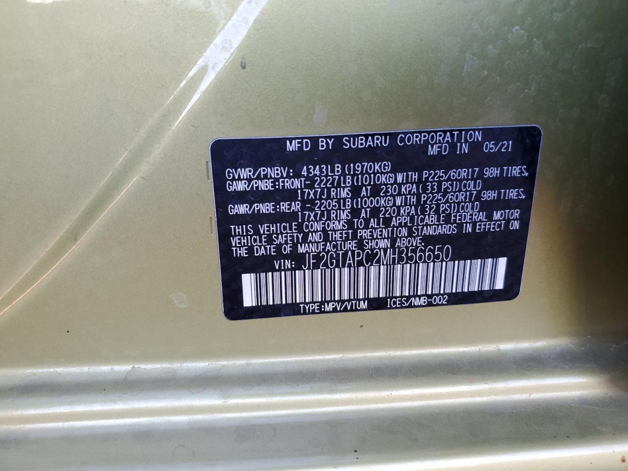 2021 SUBARU Crosstrek