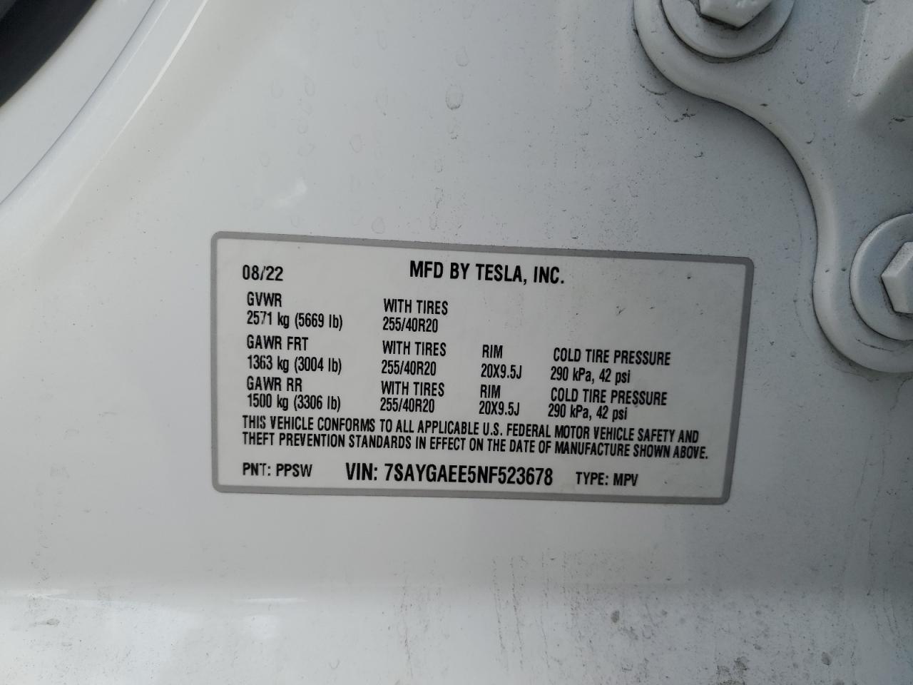 2022 TESLA MODEL Y