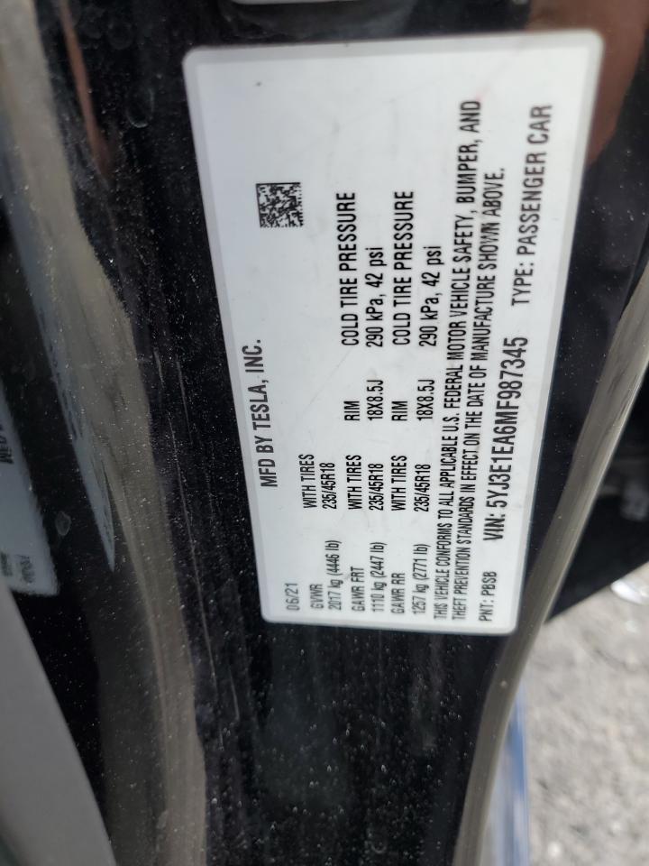 2021 TESLA MODEL 3