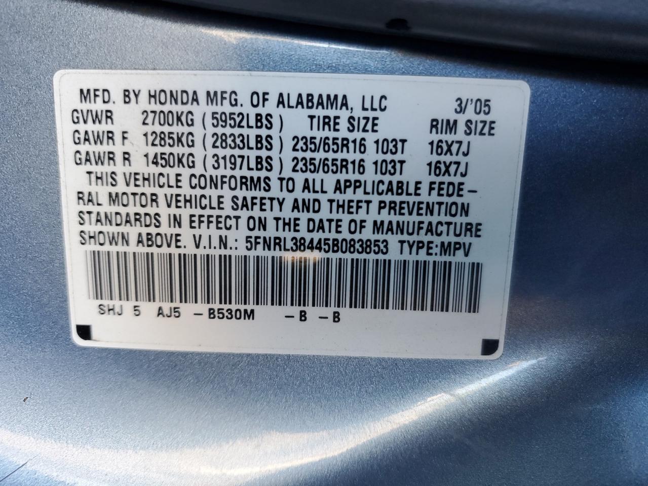 2005 HONDA ODYSSEY