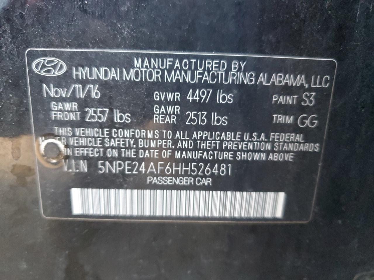 2017 HYUNDAI SONATA
