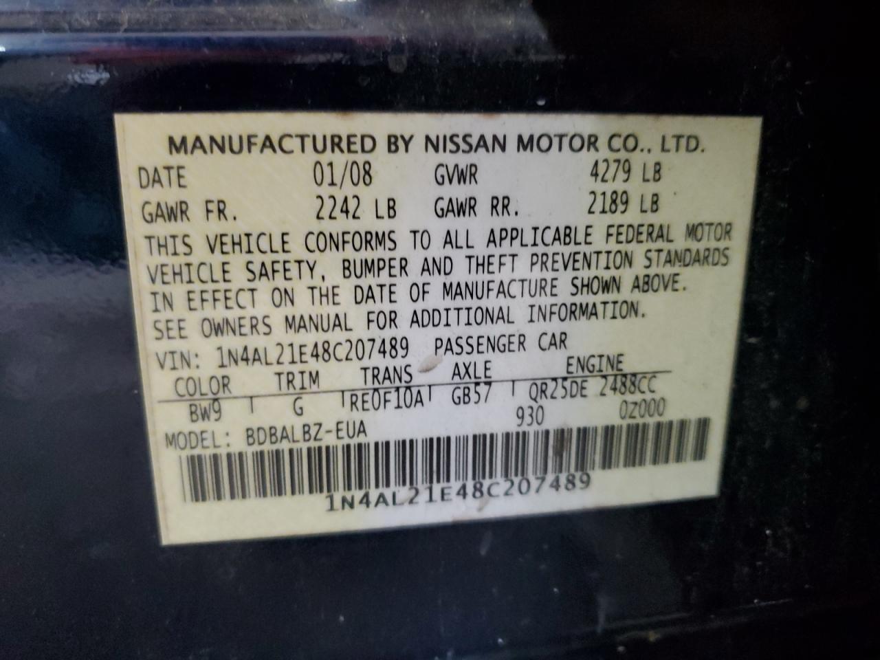 2008 NISSAN ALTIMA
