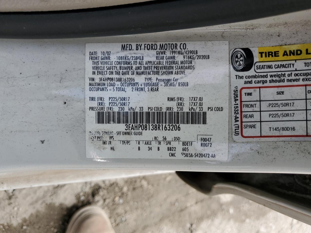 2008 FORD FUSION