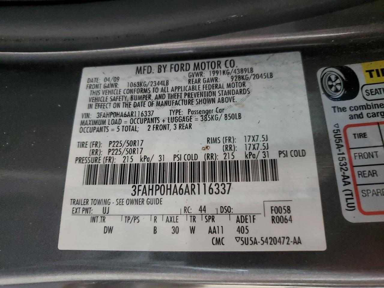 2010 FORD FUSION