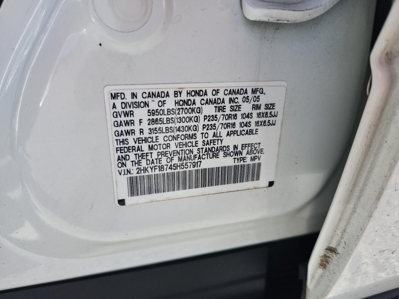 2005 HONDA PILOT