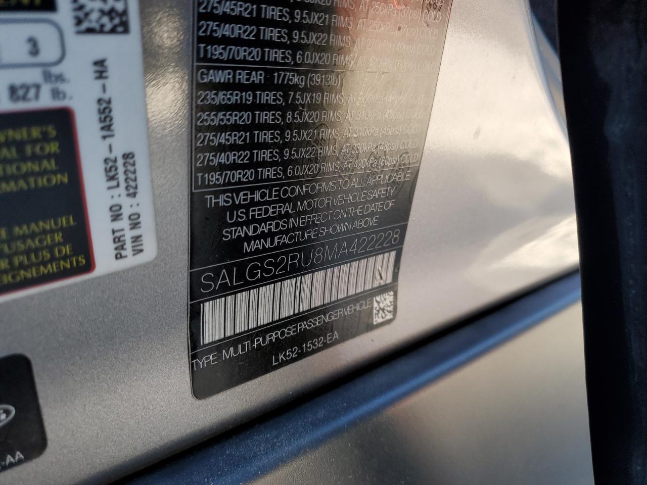 2021 LAND ROVER RANGE ROVER