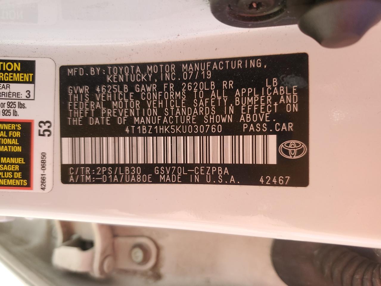 2019 TOYOTA CAMRY