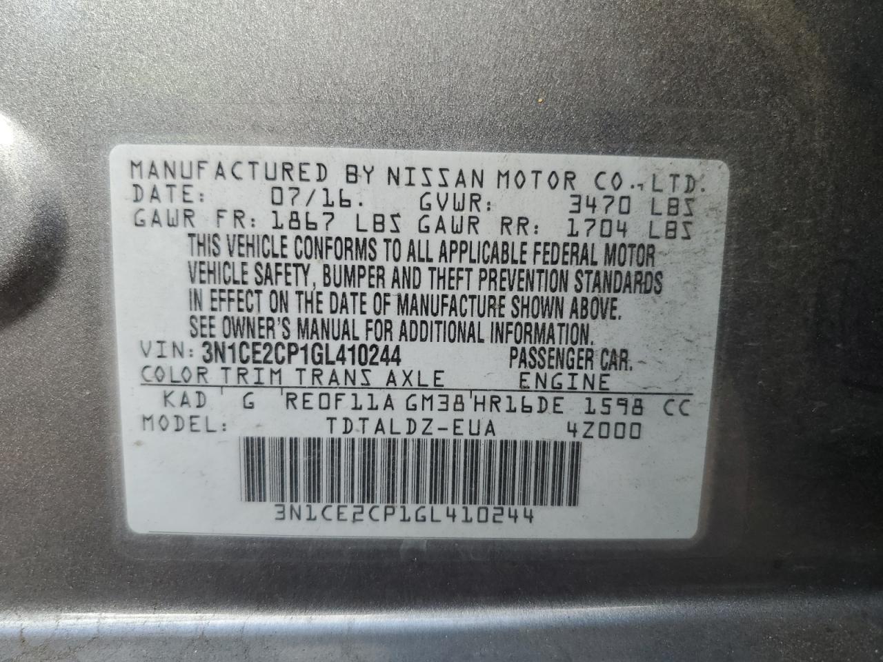 2016 NISSAN Versa Note
