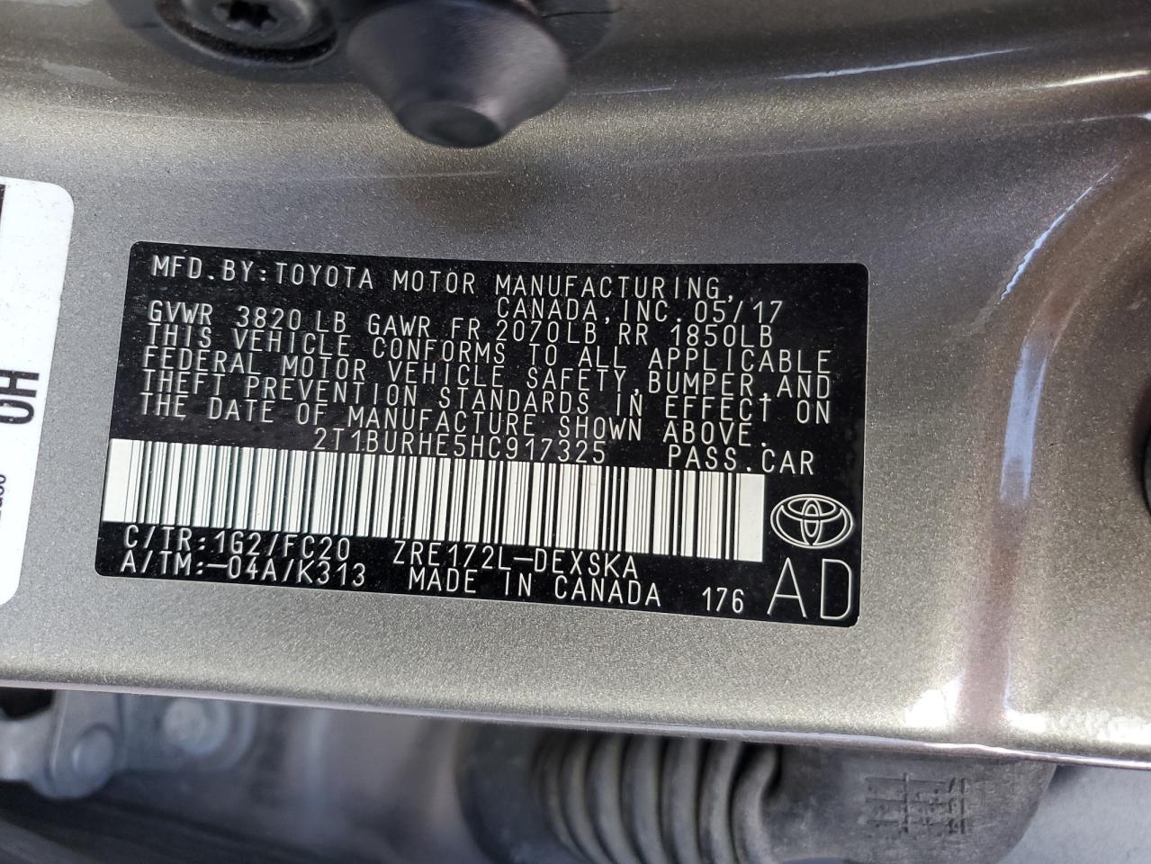 2017 TOYOTA COROLLA
