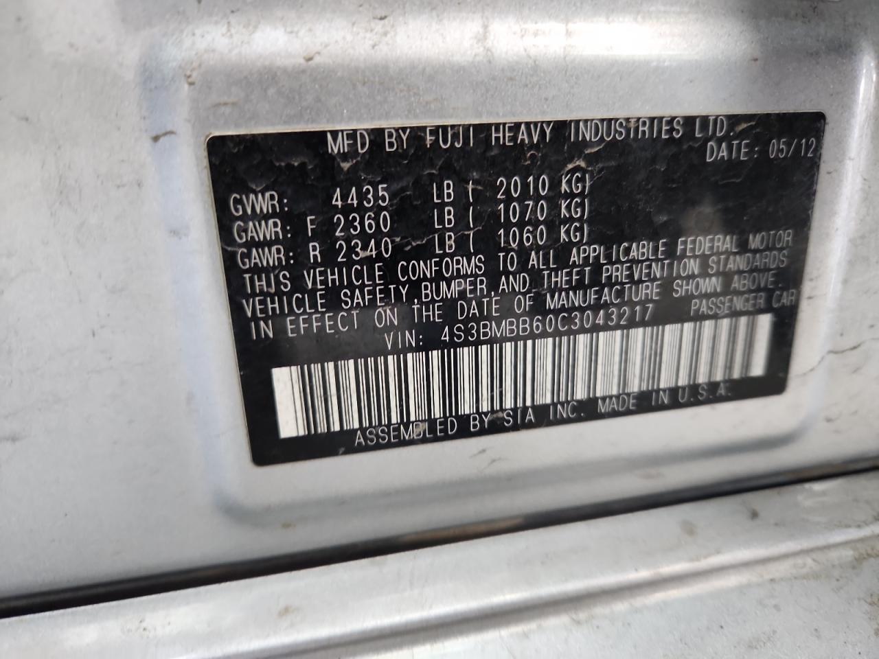 2012 SUBARU Legacy